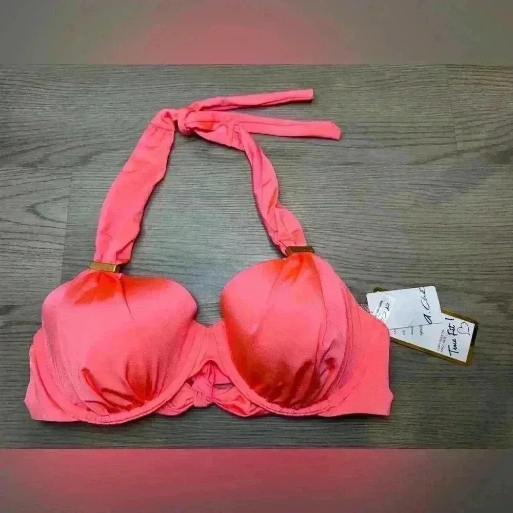 A.CHE NWT Women’s Viona Top Coral Swimsuit Bikini Top Size 32DD,  34D, 36C, 38B‎